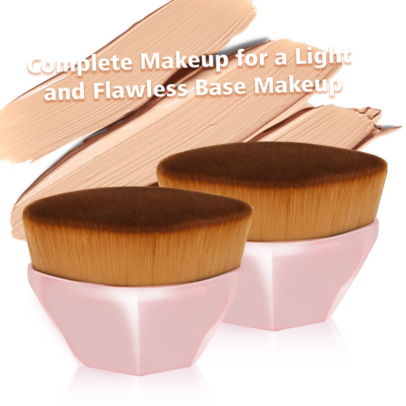 Daubigny Foundation Makeup Brush Flat Top Kabuki Hexagon Face Blush Liquid Powder Foundation Brush for Blending Liquid, Cream or Flawless Powder Cosmetics with Bonus Protective Case (Light Pink) - Image 5